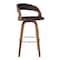 Armen Living Shelly 30" Bar Height Swivel Brown Faux Leather and Walnut Wood Bar Stool LCSHBABRWA30 - alternate 1